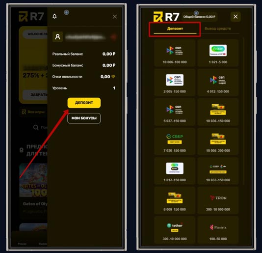 Варианты депозита